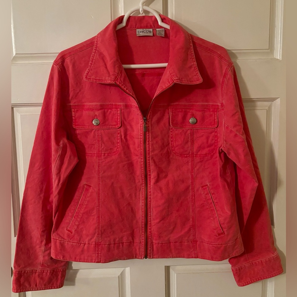 Chico's Cherry Red Jean Jacket